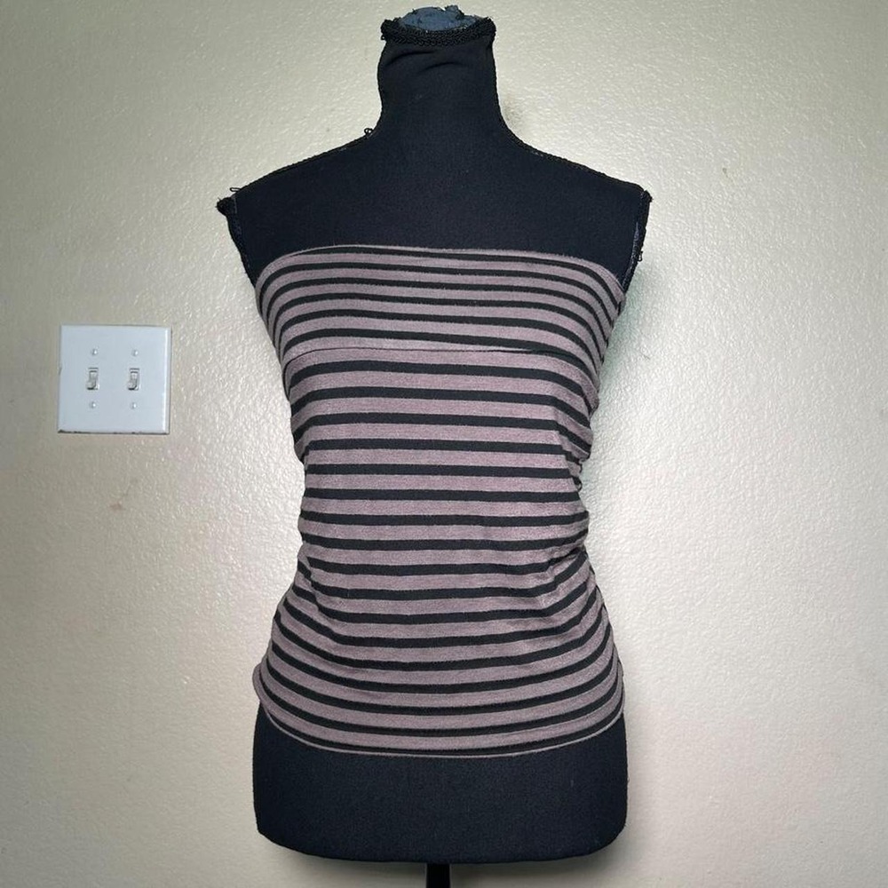 Charlotte Russe Y2K Grunge Black Gray Striped Tube Top Large XL